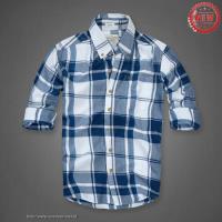 heren abercrombie fitch plaid lang overhemd wit diepblauw Kleren Verkopen h9bdx853